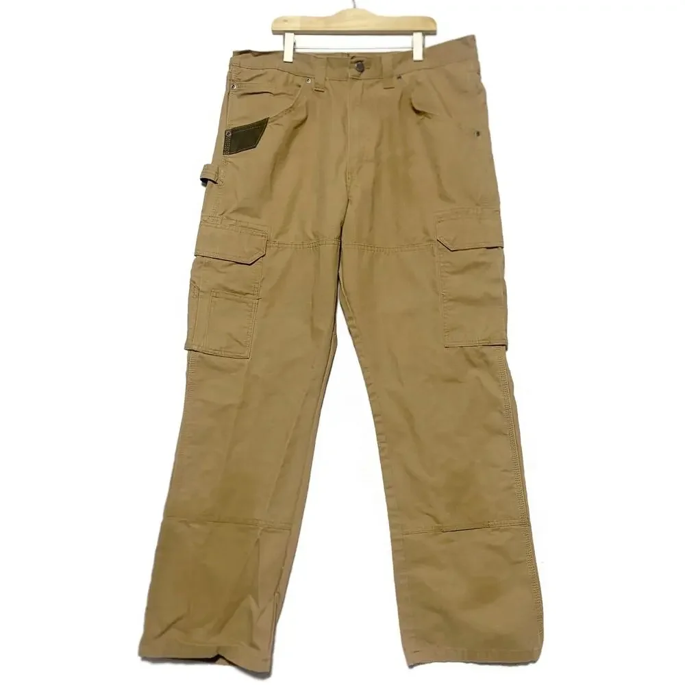 Wrangler Men's Cargo Work Pants Khaki Brown Utility 36x32 RN130273